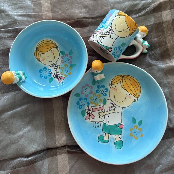Vintage Children's Dinnerware - Handpainted - Picture 1 of 9